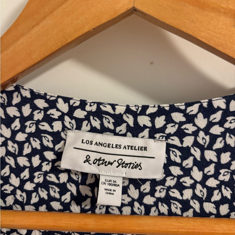 & OTHER STORIES Navy Floral Wrap Mini Dress Size XS - Picture 5 of 11